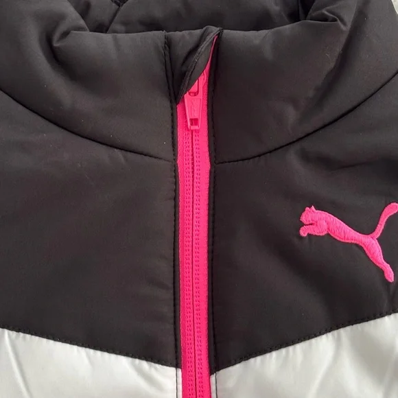 PUMA Kids Cold Weather Vest. Size XS (5/6). Black Pink White. Zip Up. Brand New. - Picture 8 of 9